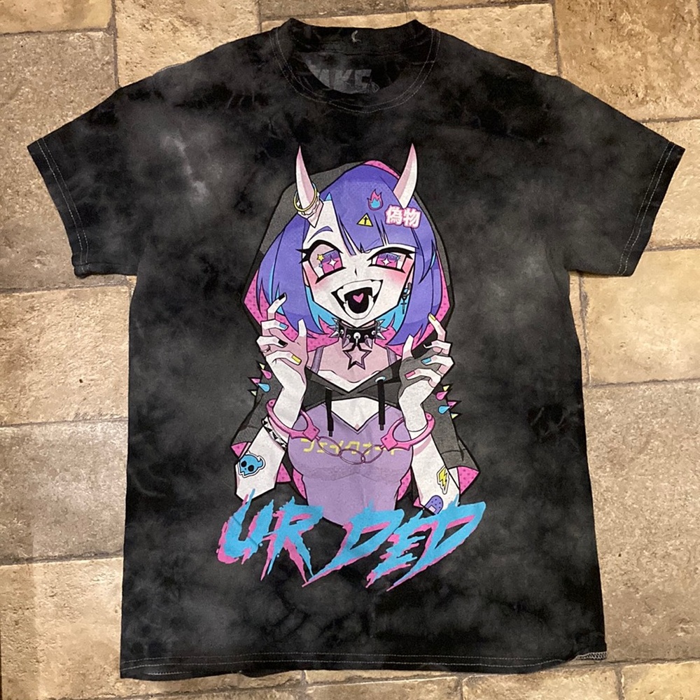 Ur Ded black and grey wash tshirt by Fake Nerd from Hot Topic. Unisex, size S